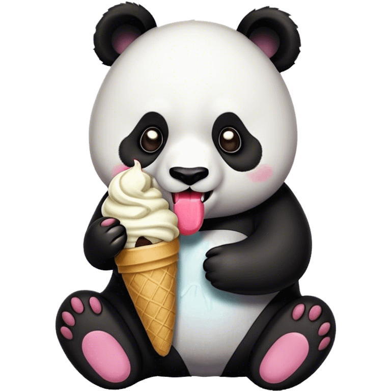 Panda eating ice cream emoji