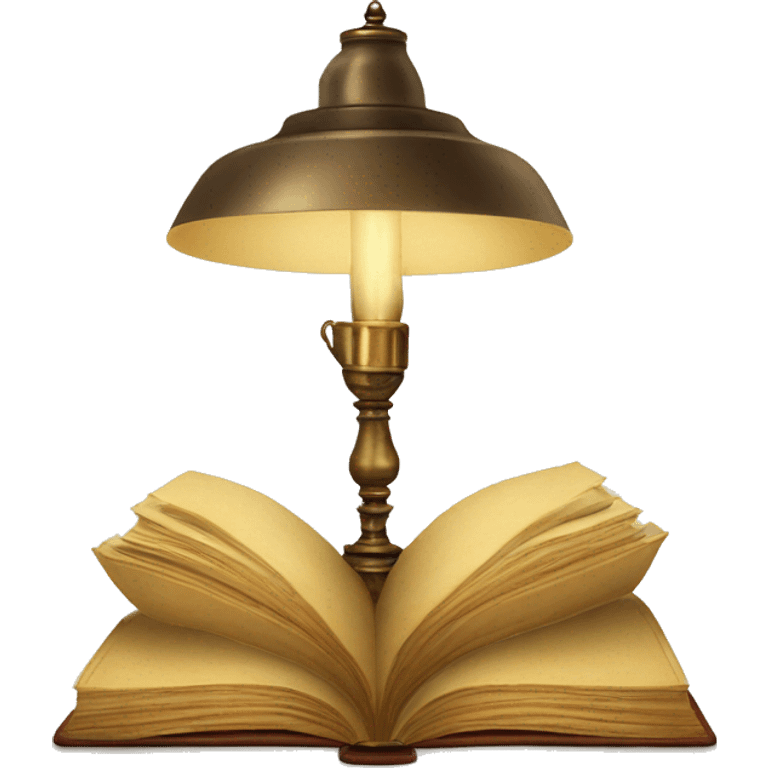 vintage lamp with open book emoji