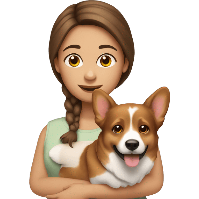 A Brown hair girl with corgi emoji