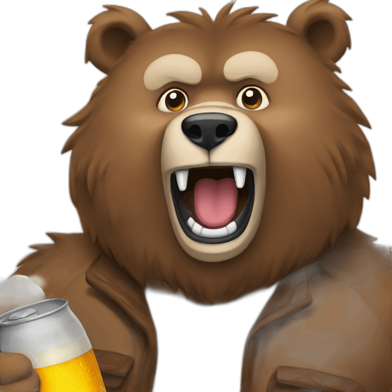 Grizzli qui boit une bière  emoji