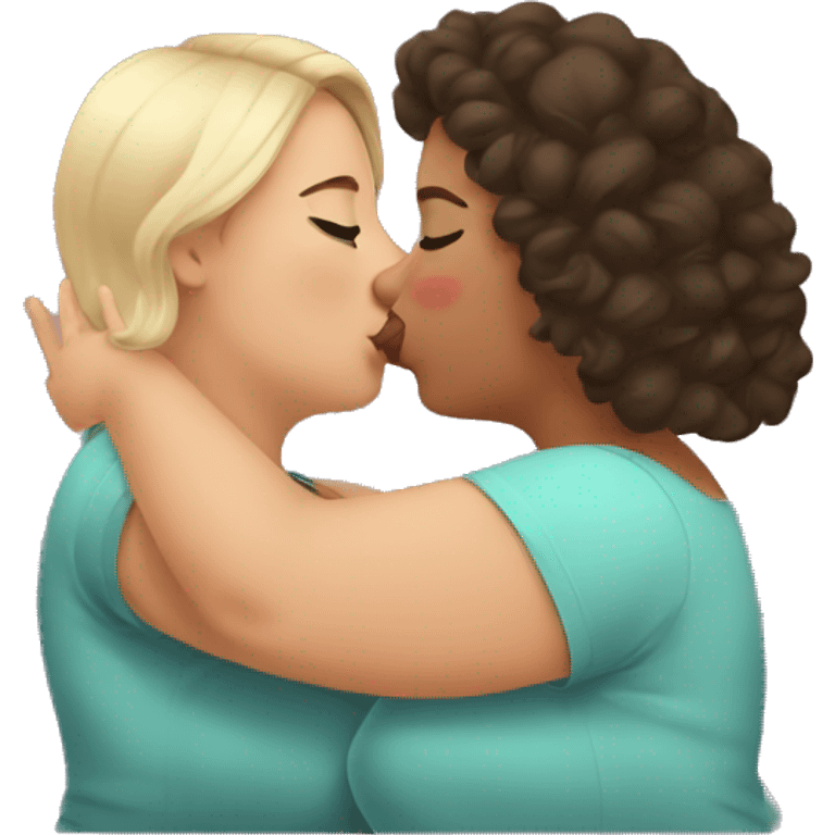 plus size women kissing, cute, aesthetic emoji