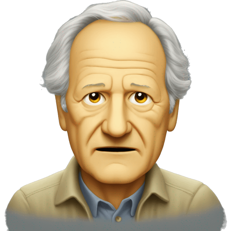 A standard yellow smiley emoji but it looks like Werner Herzog emoji