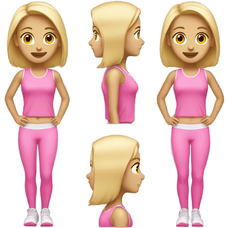 Sport walking blonde girl with pink clothes emoji emoji