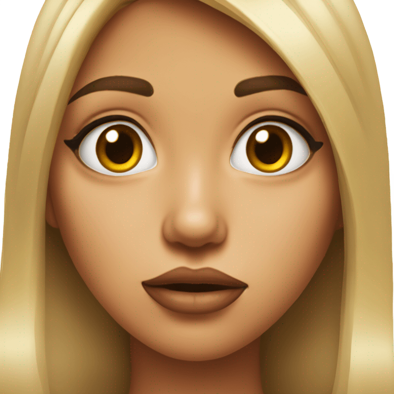 realistic portrait of girl with duck face emoji