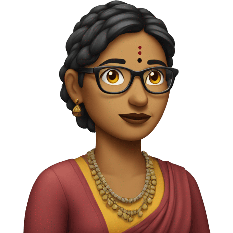 Indian woman with wart on her left side of her face with glasses  emoji