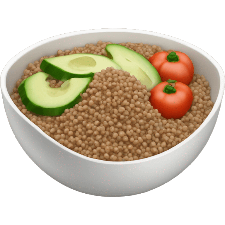 Bowl of buckwheat with veggies emoji