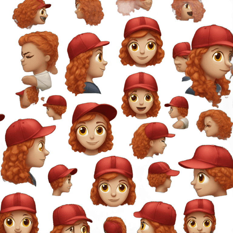 Red headed girl with baseball hat on backwards  emoji