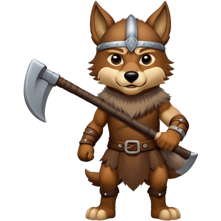 Viking wolf with axe emoji