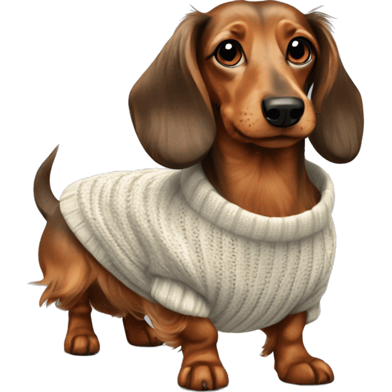 long haired dachshund in a sweater emoji