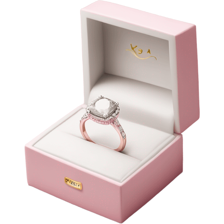 luxury all white diamond ring inside light pink elegance box emoji