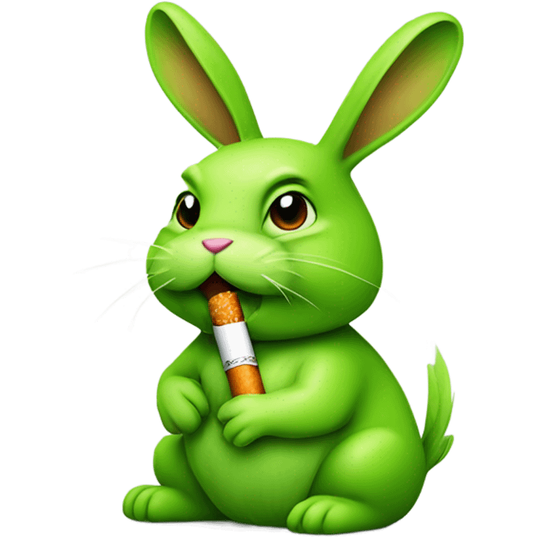 Lime green bunny wearing a backwards cap smoking a cigarette  emoji