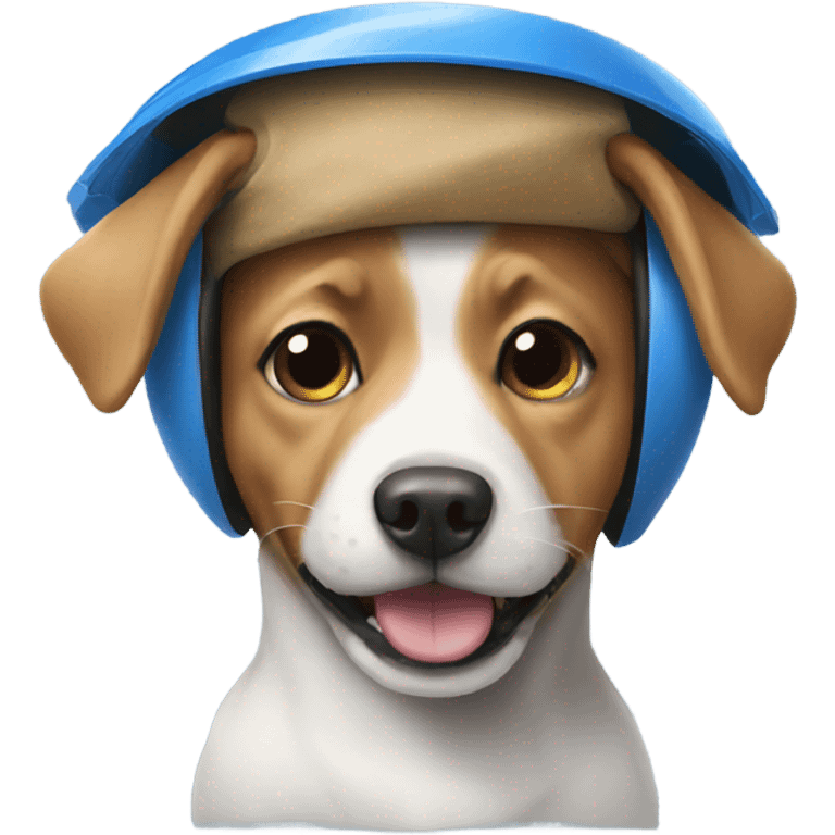 Dog wearing a blue helmet emoji