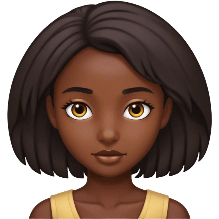 dark-skinned girl portrait focus emoji