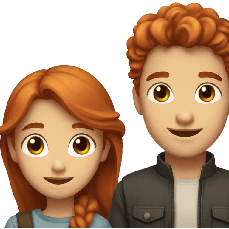 Red Head Girl With Brown Haired Boy Couple  emoji