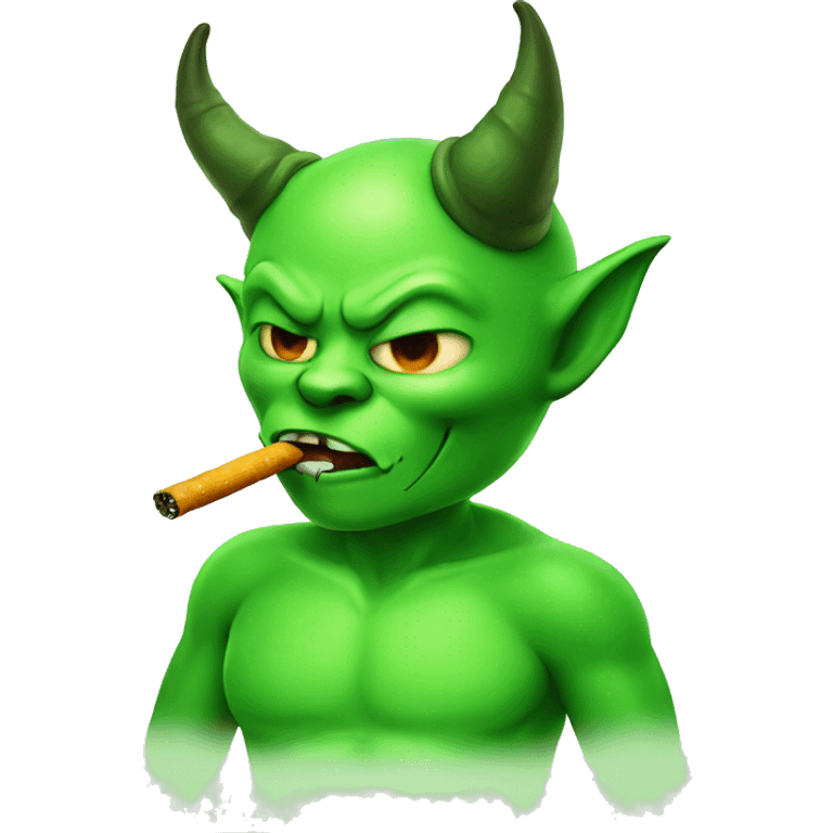 cute green devil smoking emoji