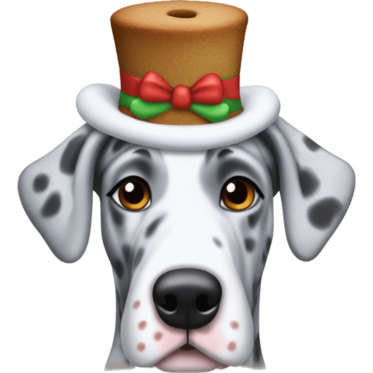 Blue Merle Great Dane dressed as gingerbread  emoji