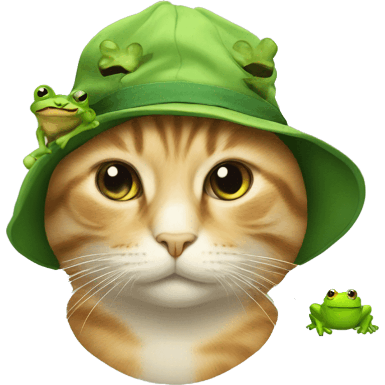 Cat with a frog hat emoji