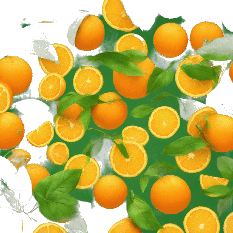 orange with shine and green leaf emoji