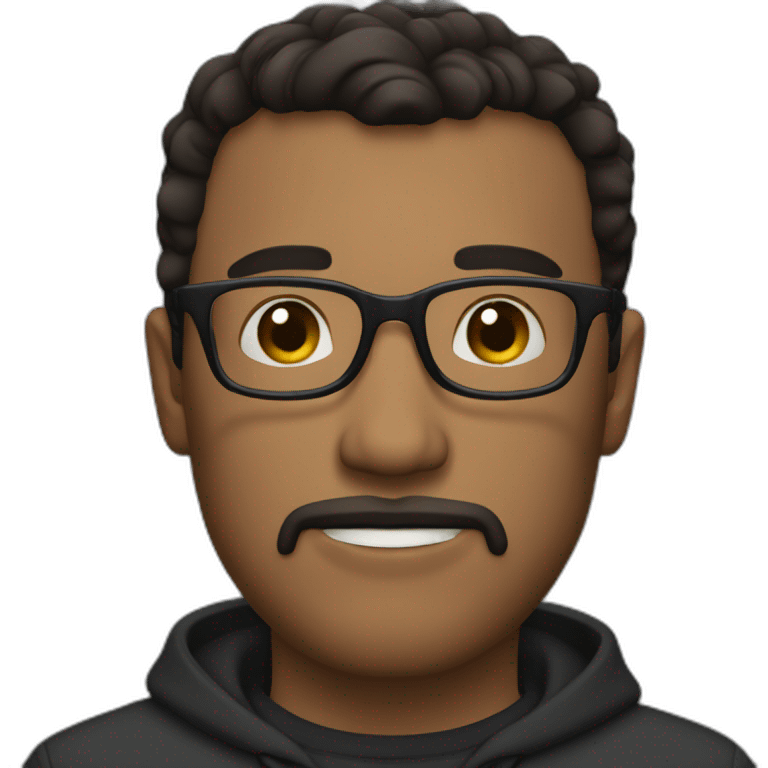 Man, dark hair, glasses, goatee emoji