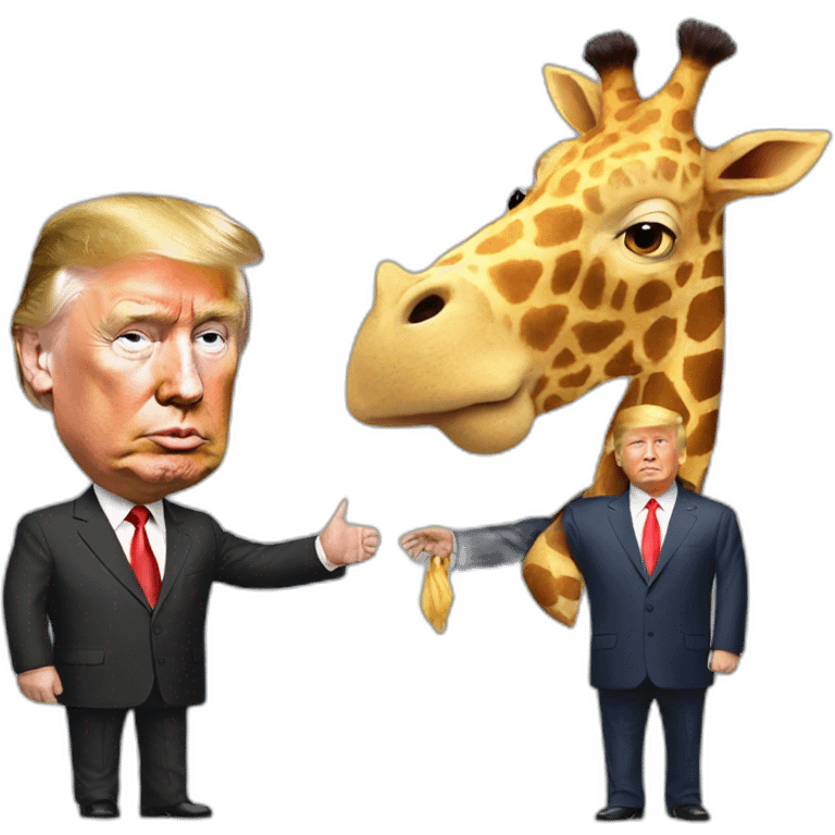 Putin and Trump together riding a huge giraffe pig emoji