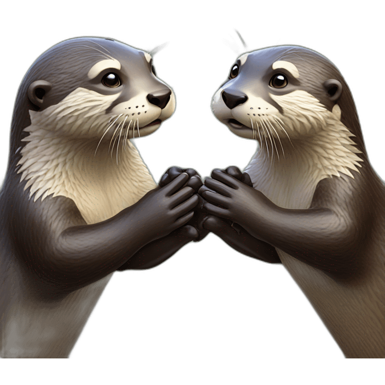 Two otters hand grabbed in water  emoji