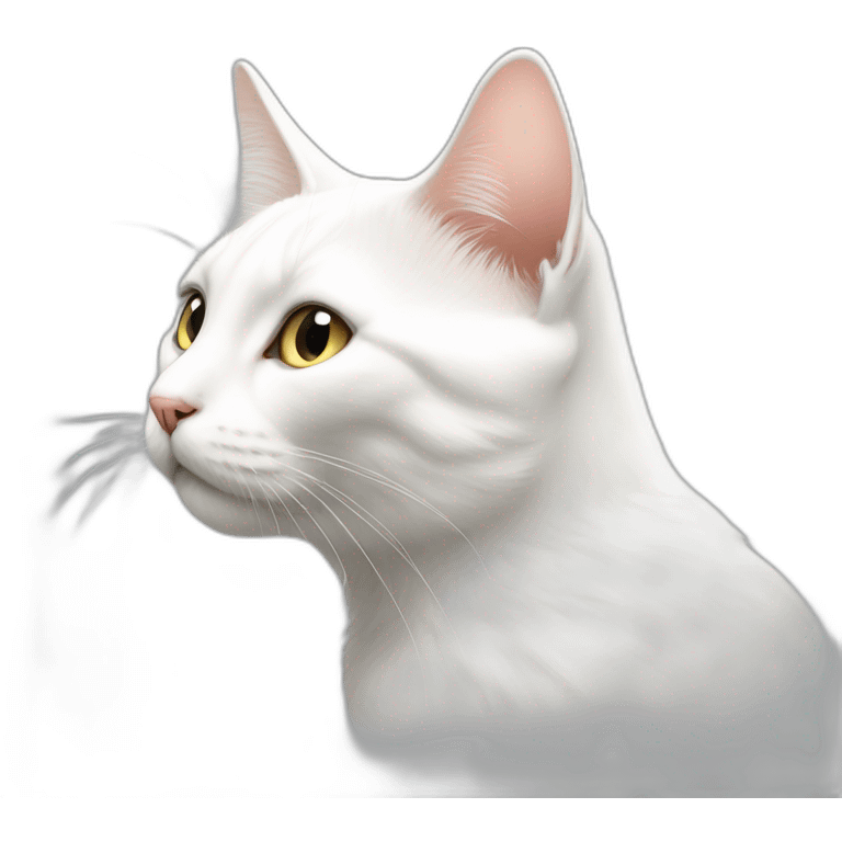 FUL body side profile white cat emoji