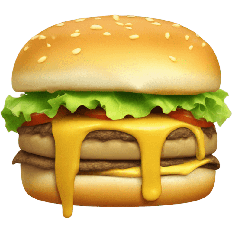 Generate a sleepy cheeseburger emoji with droopy eyes, a tiny yawn, and a slightly messy look. emoji