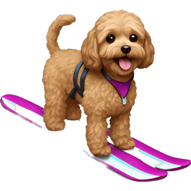 Brown Maltipoo skiing emoji