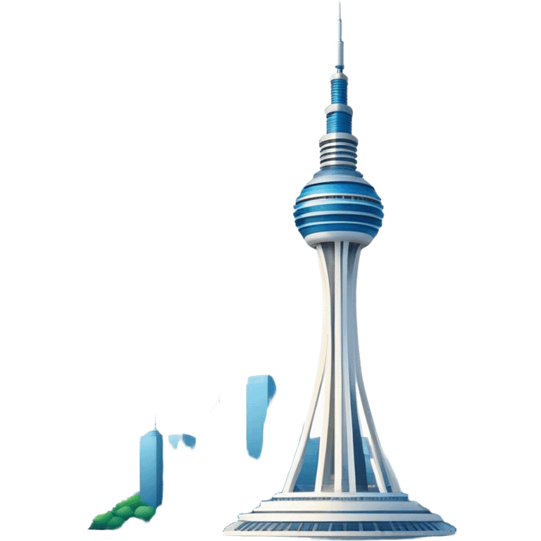 Cinematic Realistic N Seoul Tower Landmark Emoji, showcasing a futuristic tower with panoramic views rendered with sleek textures and vibrant, modern lighting. emoji