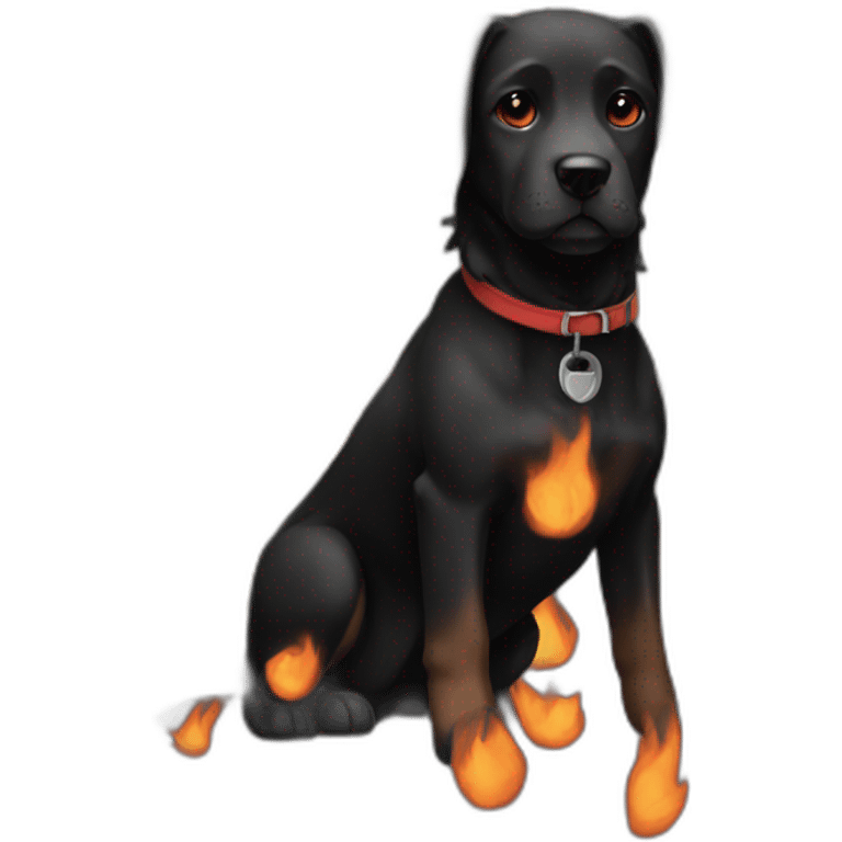 black and fire color dog emoji