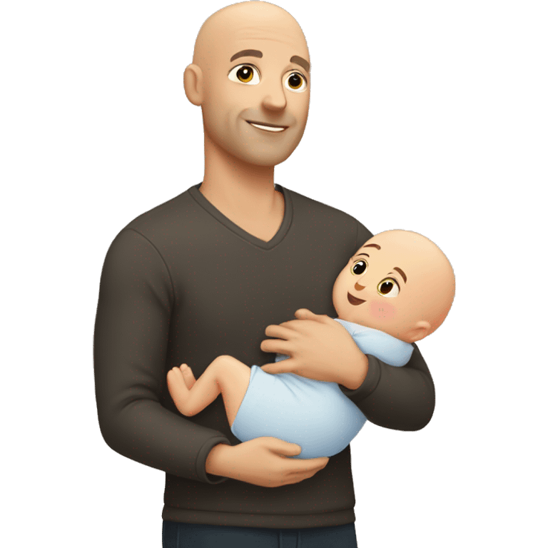 bald man with baby in his arms emoji