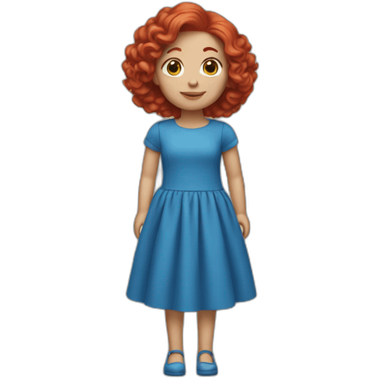 doll with red hair and blue dress emoji