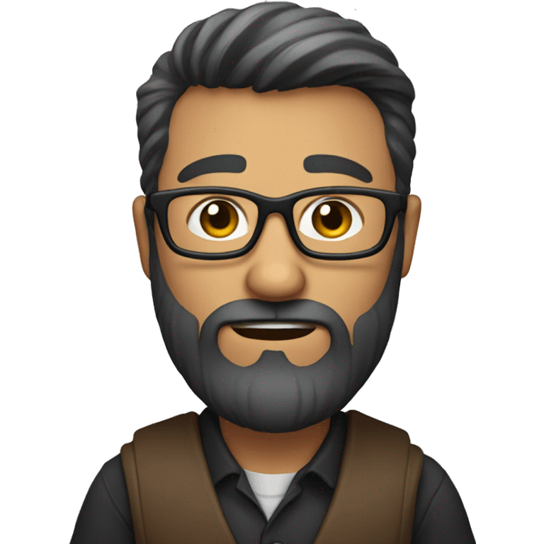 A male author, being slightly annoyed, wearing glasses with a brown beard, holding a book. emoji