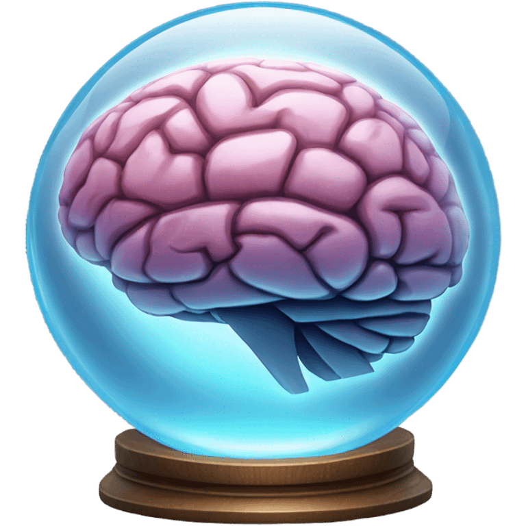 A glowing crystal ball with a brain inside it. emoji