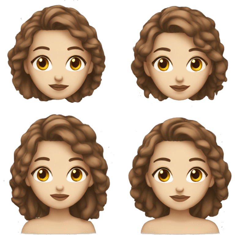 Woman white-skin brown eyes long haired and pretty emoji