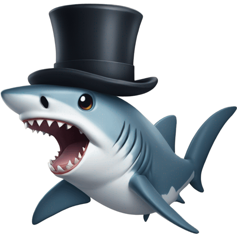 Shark with a top hat emoji