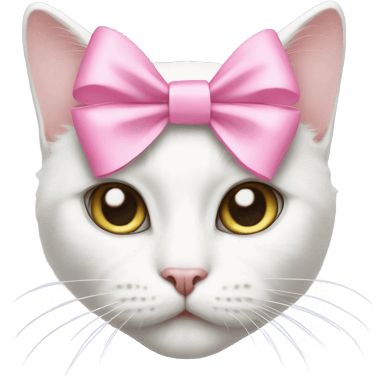 White cat with pink bow emoji