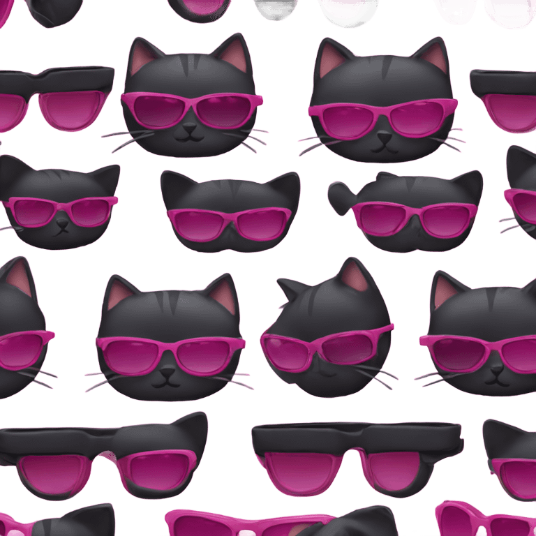 Cool black cat with pink sunglasses emoji