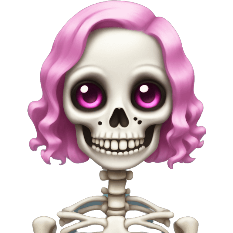 Cute skeleton with pink nails  emoji