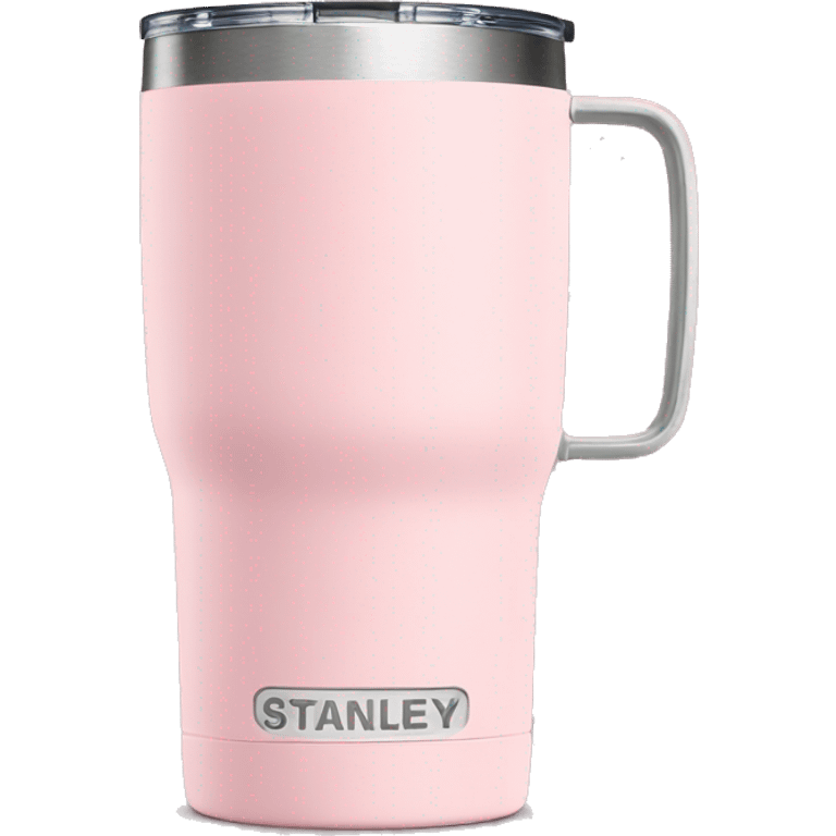 Light pink 40oz Stanley tumbler with handle emoji