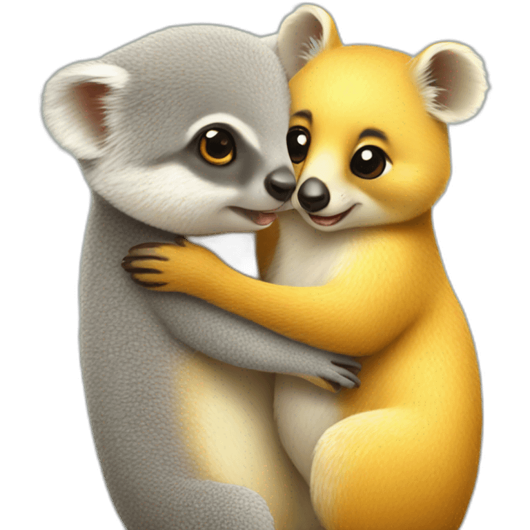 Yellow mongoose in love with a koala emoji