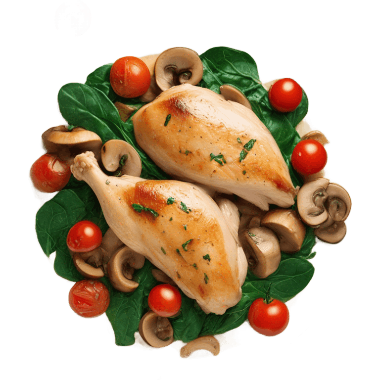 Creamy chicken with mushrooms spinach and cherry tomatoes  emoji