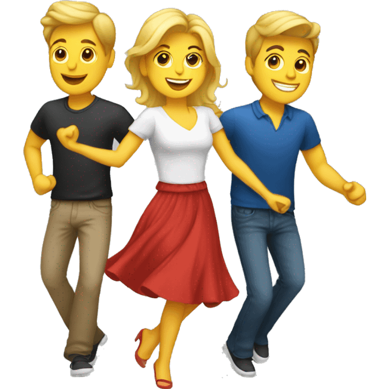 Mujer rubia bailando con hombres  emoji