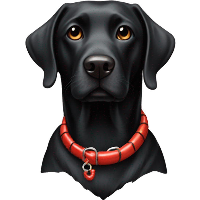 Black lab dog with lobster collar emoji