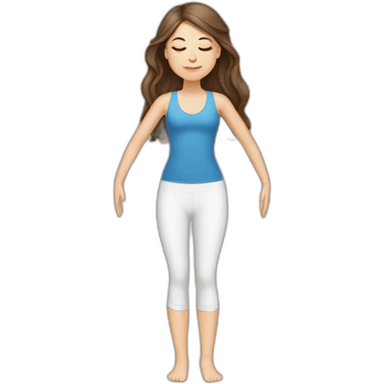 White girl brunette hair in Tadasana yoga emoji