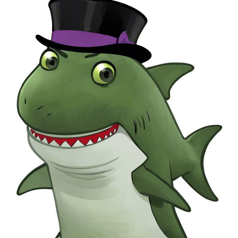 Shark with a top hat emoji