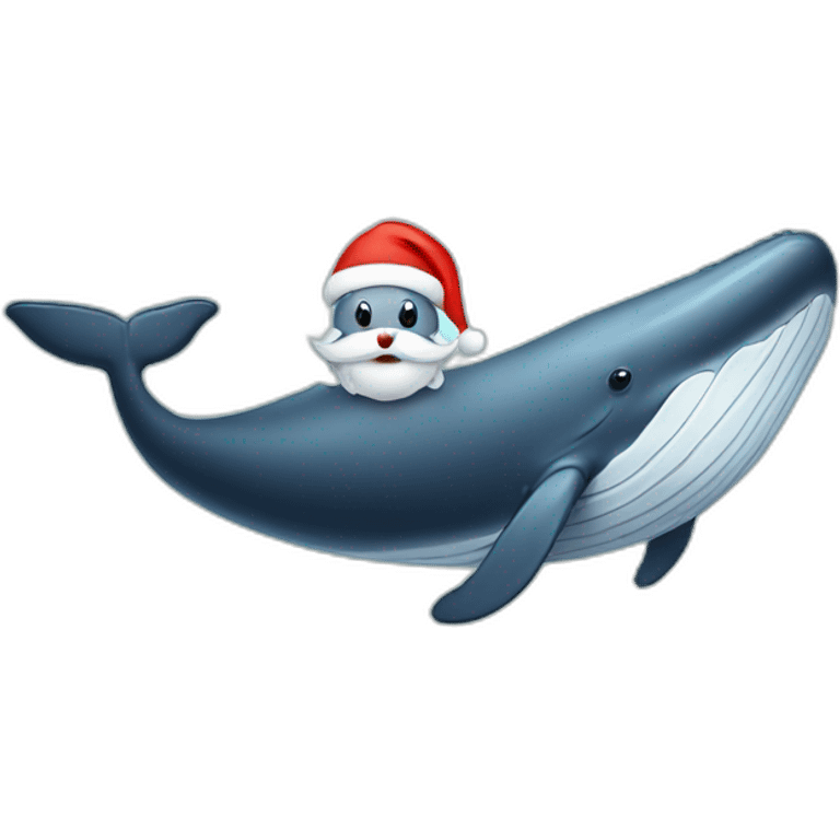 Humpback whale wearing a Santa hat with a white Santa beard emoji