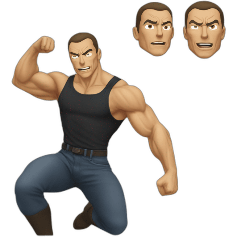 Anime-jean-claude-vandamme-kick --no glasses emoji