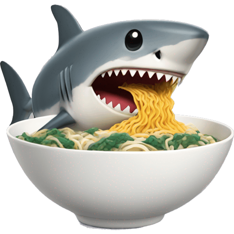 Shark with a ramen noodles emoji