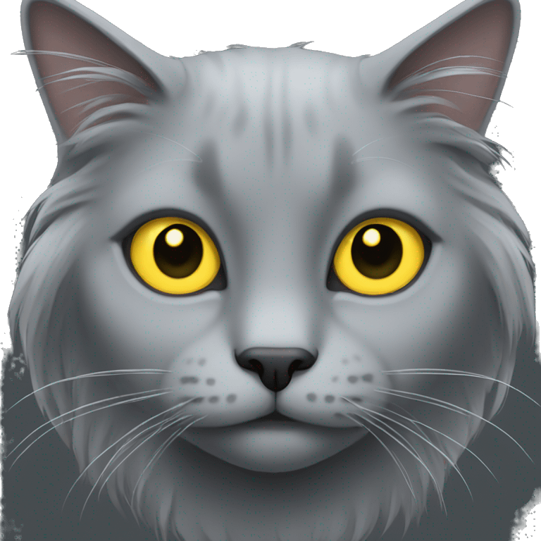 Gray long hair cat with yellow eyes emoji